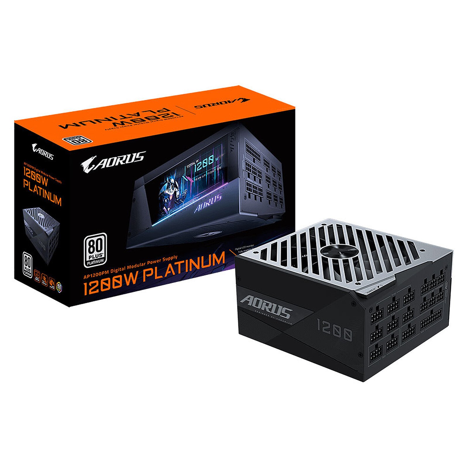 Gigabyte Aorus P1200W PSU Gigabyte Aorus P1200W 80+ Platinum fully modular PSU with LCD display