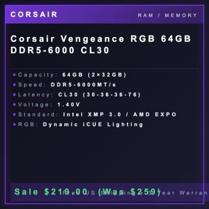 Corsair Vengeance RGB 64GB DDR5-6000 CL30