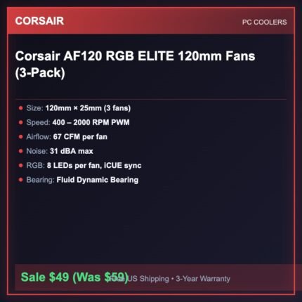 Corsair AF120 RGB ELITE 120mm Fans (3-Pack)