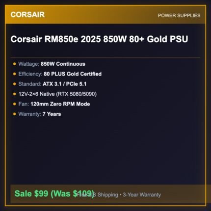 Corsair RM850e 2025 850W 80+ Gold PSU